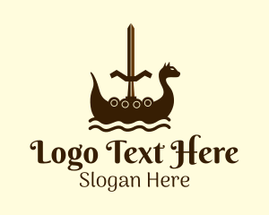 Viking Boat Sword Logo