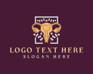Doctor - Floral Woman Uterus Organ logo design