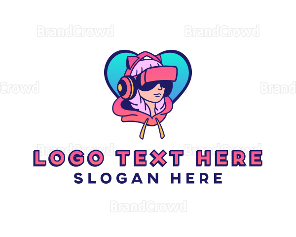 Virtual Game Girl Avatar Logo