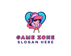 Virtual Game Girl Avatar logo design