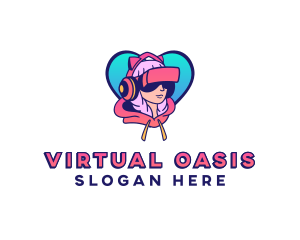 Virtual Game Girl Avatar logo design