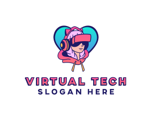 Virtual - Virtual Game Girl Avatar logo design