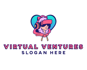 Virtual Game Girl Avatar logo design