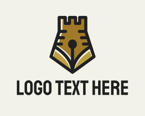 Turret - Castle Pen Crown logo design