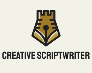 Scriptwriter - Castle Pen Crown logo design