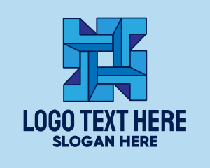 Maze - Blue 3D Maze logo design