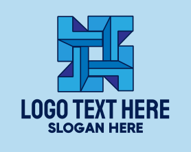 3d - Blue 3D Maze logo design
