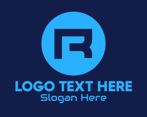Blue Tech Letter R Logo