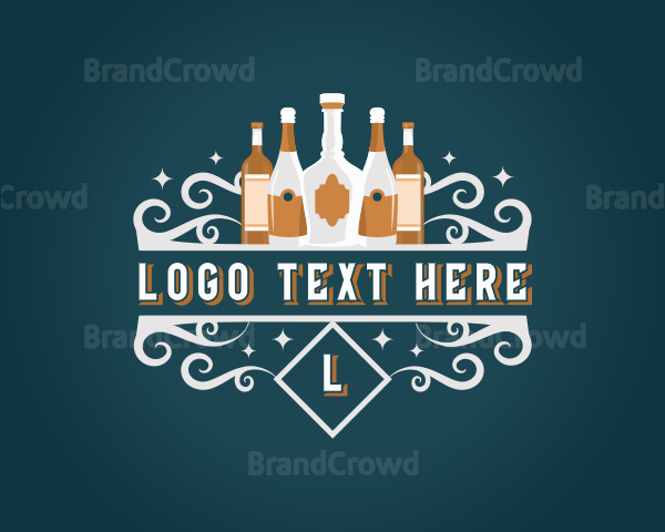 Wine Liquor Bottle Ornament Logo