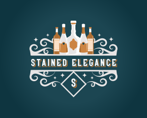 Wine Liquor Bottle Ornament logo design