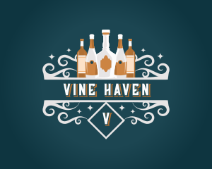 Wine Liquor Bottle Ornament logo design