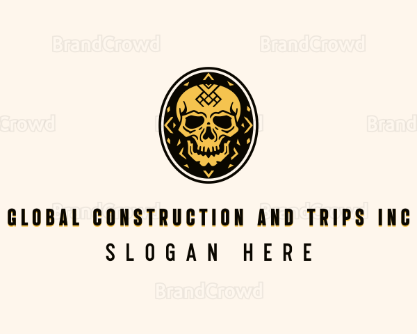 Tribal Skull Tattoo Logo