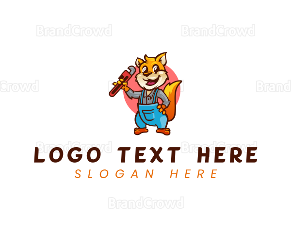 Worker Squirrel Plumber Logo