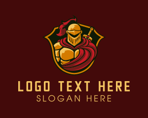 Virtual - Golden Knight Warrior logo design