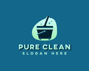 Mop Janitorial Cleaning logo design