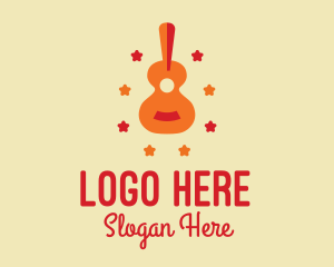 Musical Instrument - Acoustic Guitar Star logo design