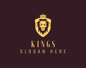 King Lion Crown Shield logo design