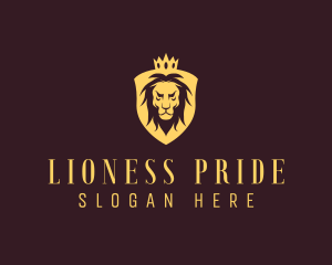 King Lion Crown Shield logo design