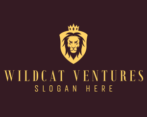 King Lion Crown Shield logo design