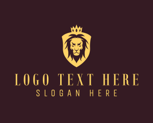 Feline - King Lion Crown Shield logo design