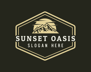 Sunset Mountain Peak logo design