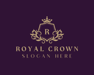 Crown Wreath Shield logo design