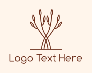 Monoline - Simple Brown Tree Branch logo design
