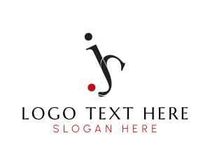 Red Ball - Letter JS Dots Monogram logo design