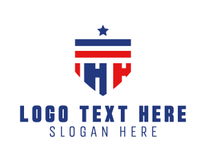 Infantry - Patriotic Shield Letter H logo design