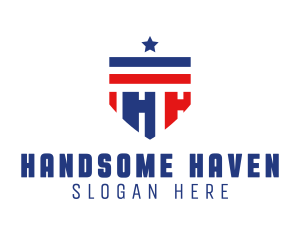 Patriotic Shield Letter H logo design