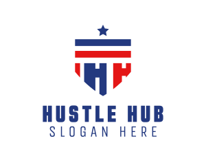 Patriotic Shield Letter H logo design