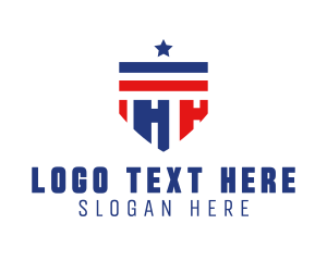 Army - Patriotic Shield Letter H logo design