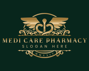 Pharmacist Caduceus Wings logo design