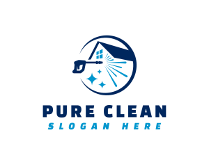 Pressure Washer Clean House logo design