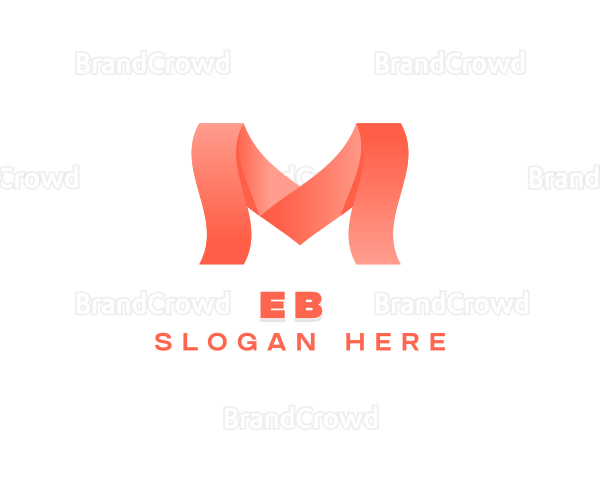 Simple Wavy Ribbon Letter M Logo