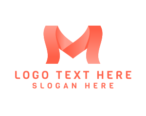 Simple Wavy Ribbon Letter M  Logo