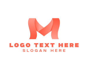 Simple Wavy Ribbon Letter M  Logo