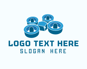 Vlogger - Blue Flying Drone logo design