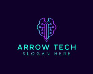 Brain Tech Circuit logo design