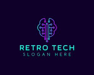 Brain Tech Circuit logo design