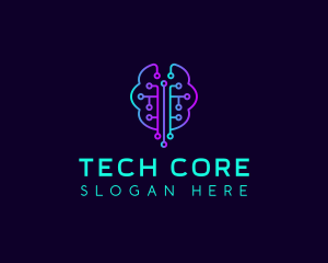 Brain Tech Circuit logo design