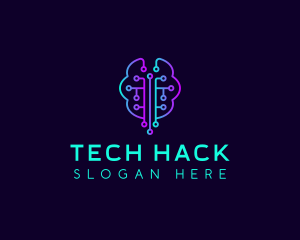 Brain Tech Circuit logo design