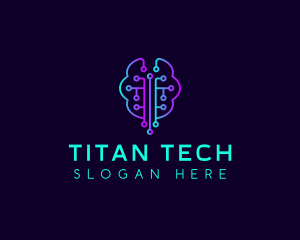 Brain Tech Circuit logo design