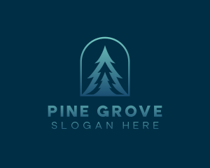 Nature Pine Tree Silhouette logo design