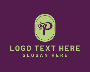 Produce - Grapevine Wine Letter P logo design
