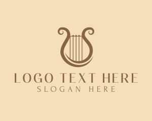 Musical Instrument - Musical Harp Lyre logo design