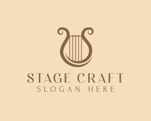 Musical Harp Lyre logo design