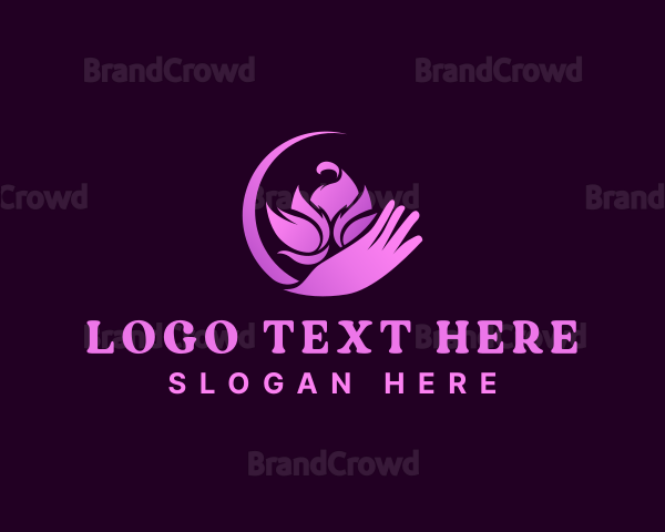 Beauty Wellness Lotus Hand Logo