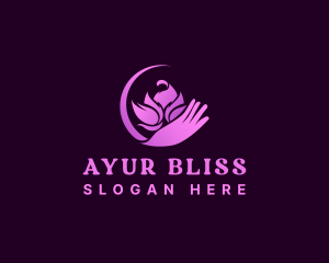 Ayurveda - Beauty Wellness Lotus Hand logo design