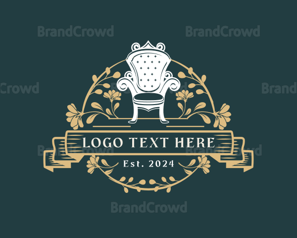 Royal Chair Floral Ornament Logo